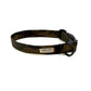 Camouflage dog collar with a brand label on a white background