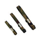 Three camouflage dog collars with visible brand labels on a white background
