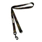 Camouflage dog leash with a black clip on a white background