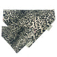Leopard print bandana with brand label on a white background