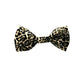 A leopard print dog bow tie with two elastic loops for securing to a collar handmade by Barkley and Fetch UK