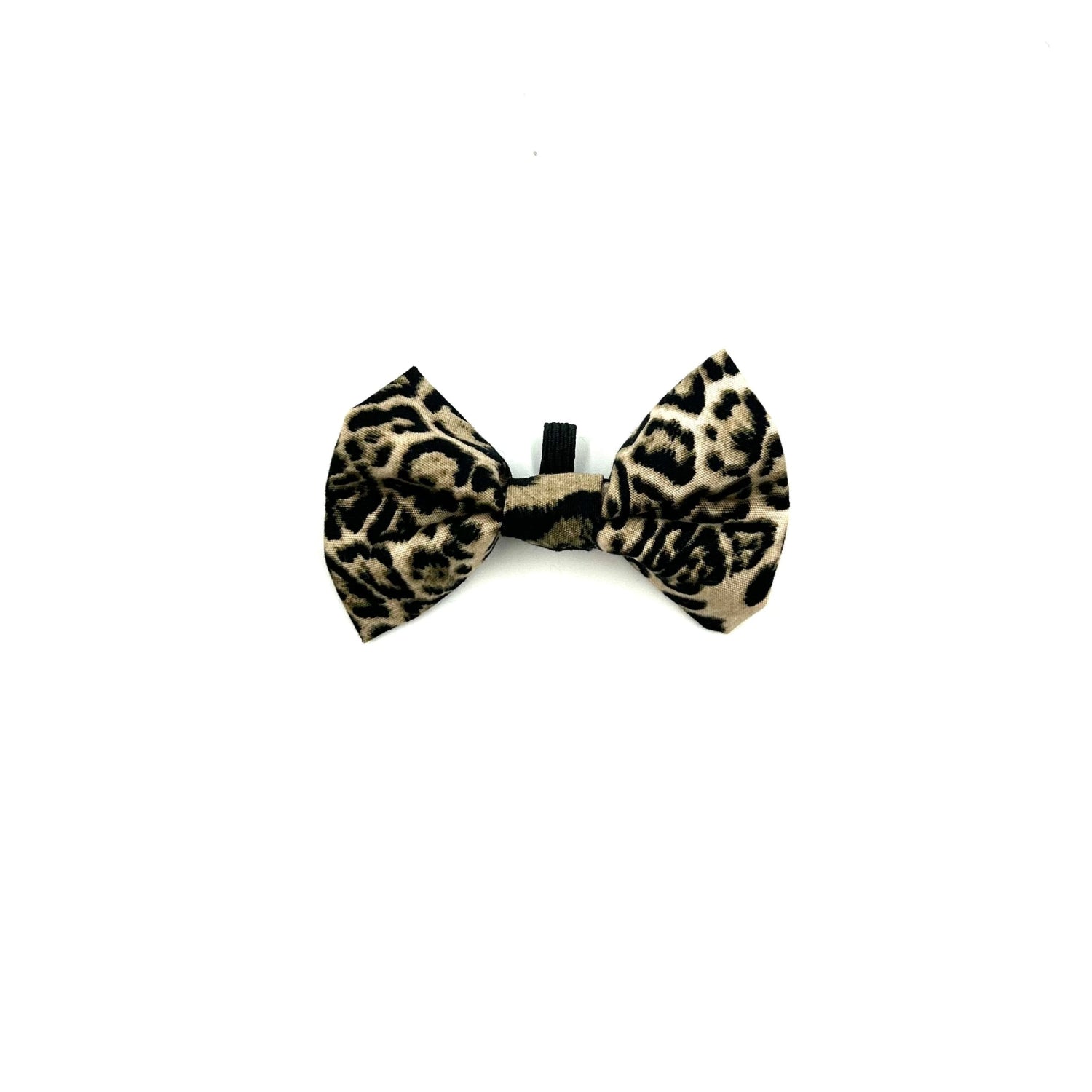 Leopard print bow tie on a white background handmade by Barkley And Fetch
