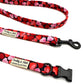 Heart-patterned dog collar and leash with 'Barkley & Fetch' branding on a white background