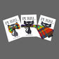 Three 'PURRL' cat kit packages with colorful designs on a gray background