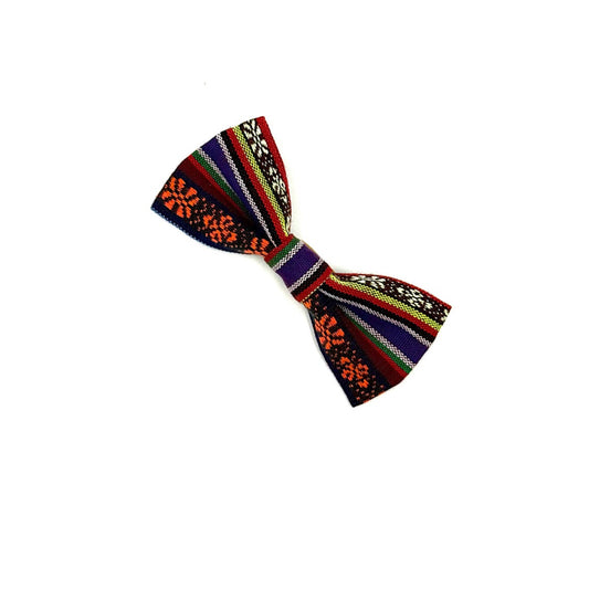Colorful bow tie with pattern on a white background