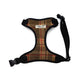 Plaid dog harness with black straps on a white background HANDMADE IN UK BY BARKLEY AND FETCH