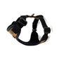 Black dog harness on a white background HANDMADE IN UK BY BARKLEY AND FETCH