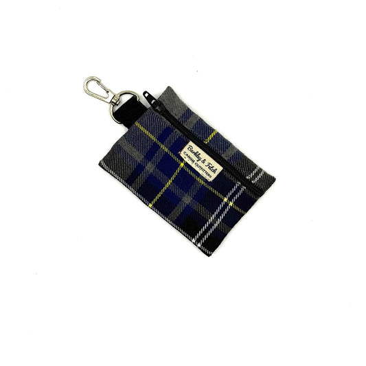 Plaid pouch with keychain on a white background