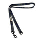 Plaid dog leash with black clip on a white background