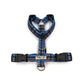 Blue plaid dog harness on a white background handmade in UK by Barkley And Fetch