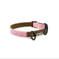 handmade pale pink and beige colour block dog collar on a white background