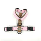 pale pink and beige dog harness on a white background handmade by barkley and fetch uk
