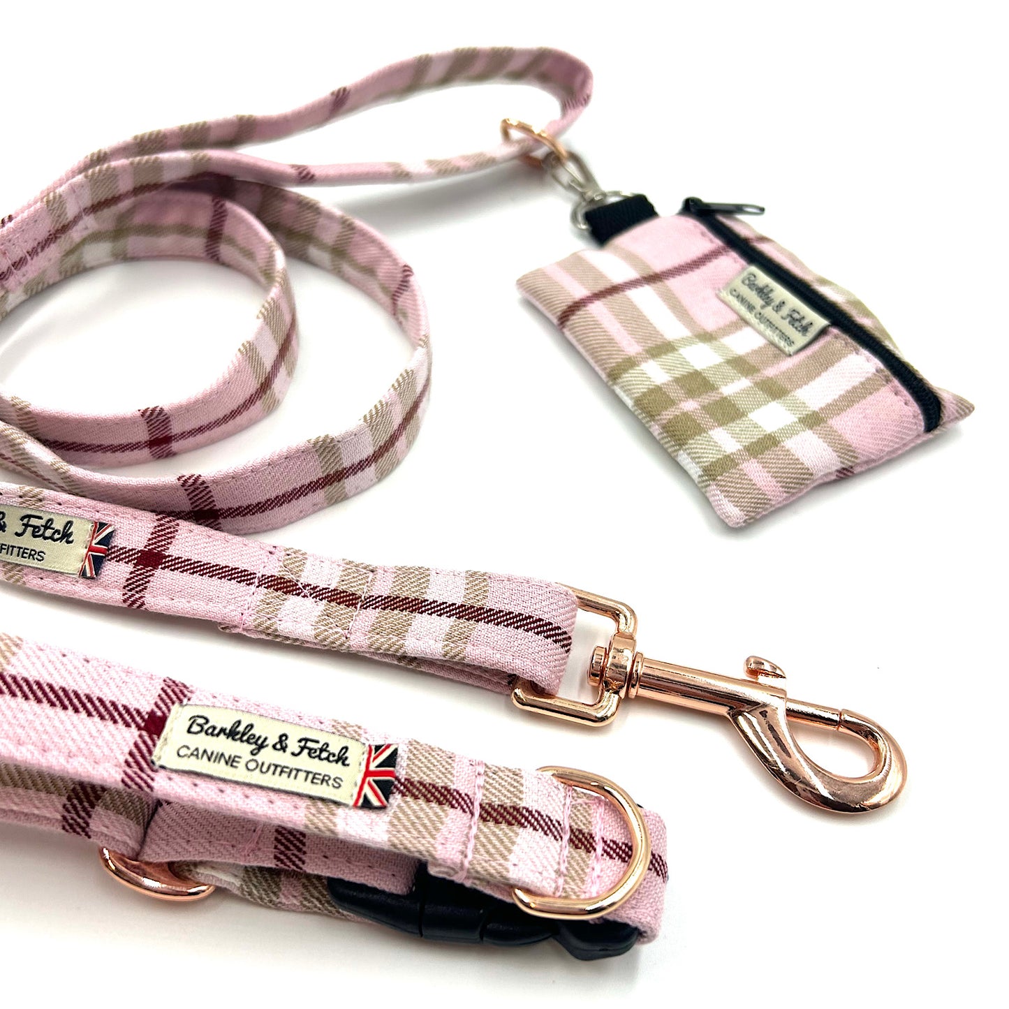 Pale Pink Tartan Poo Bag Holder