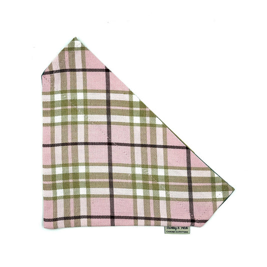 pale pink dog bandana on white background made by Barkley and fetch uk