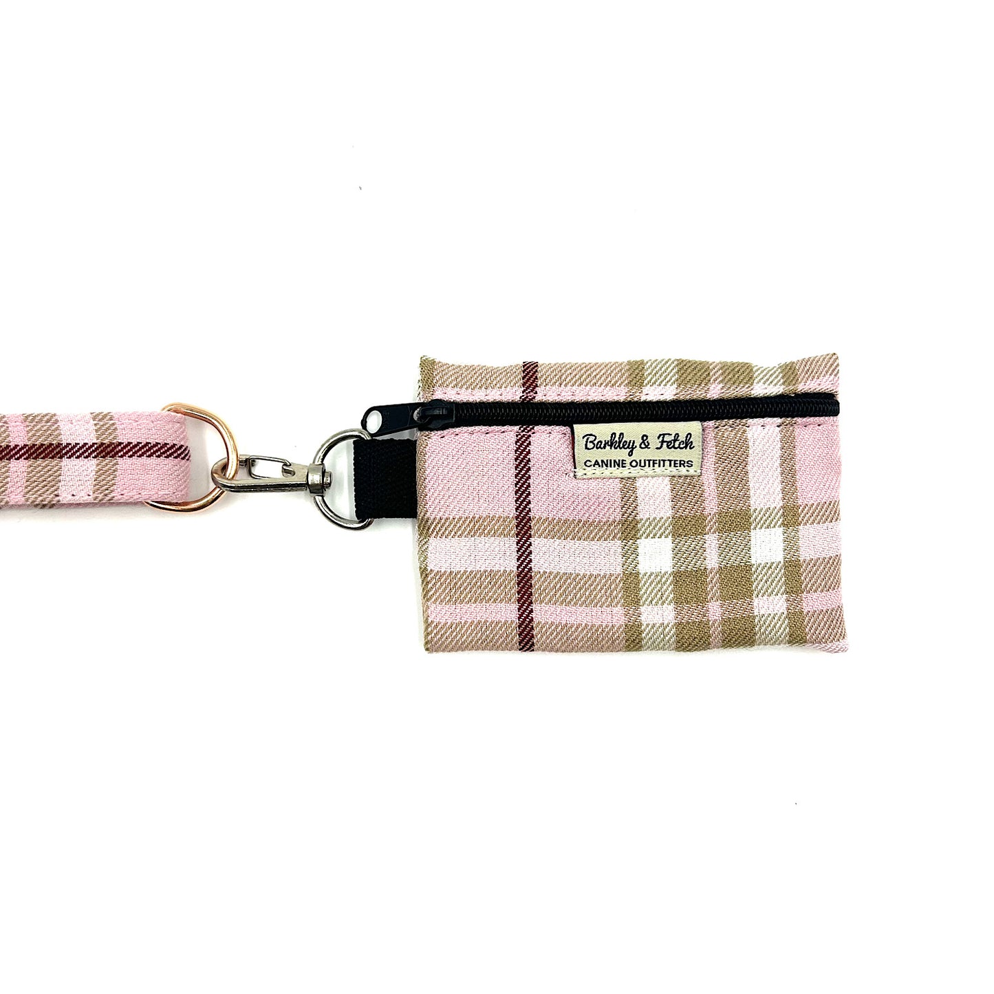 Pale Pink Tartan Poo Bag Holder