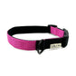 handmade pink and black colour block dog collar on a white background