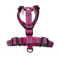 Pink plaid dog harness on a white background handmade in the UK by Barkley And Fetch
