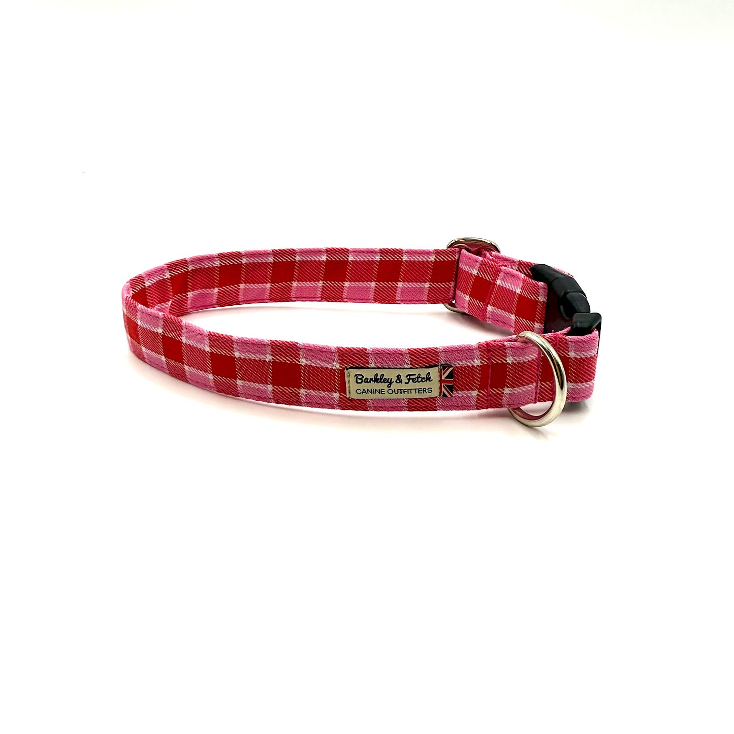 Pink Red Tartan Dog Collar