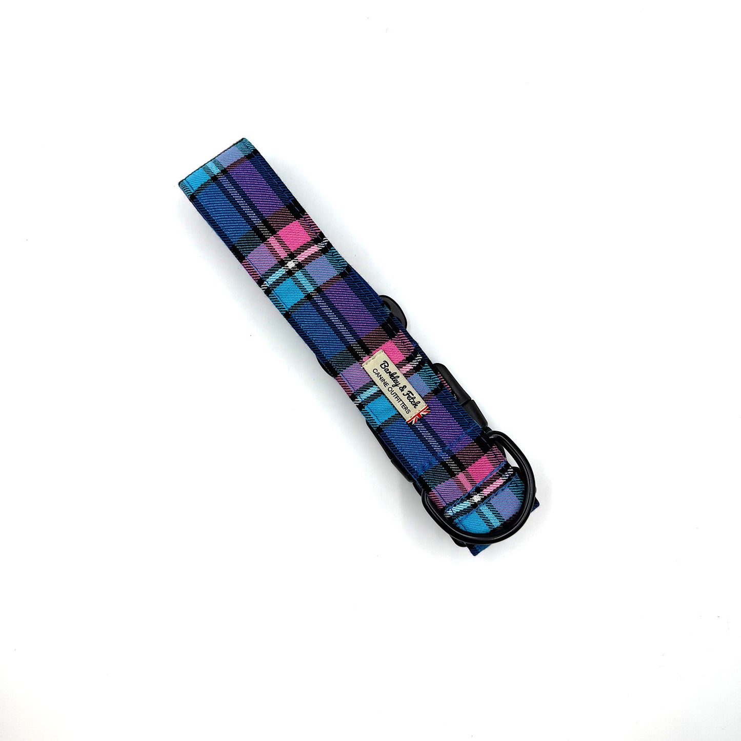 Pink/Blue Check Wide Dog Collar