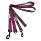 Plaid dog leash with black clip on a white background