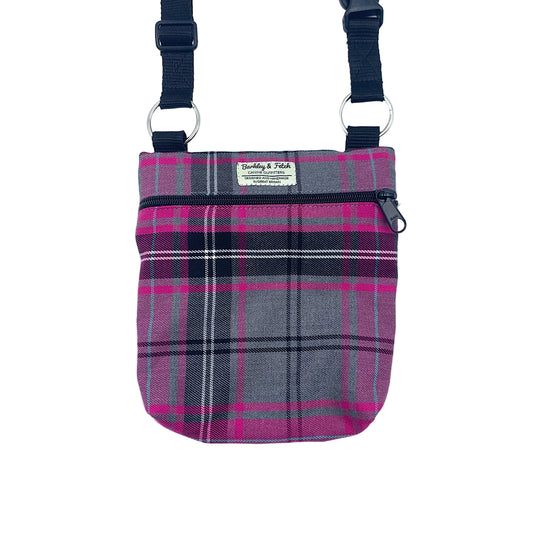 Pink & Grey Tartan Dog Walk and Treat Bag