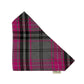 Plaid fabric with pink and gray pattern on a white background