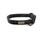Black plaid dog collar with a visible brand logo on a white background