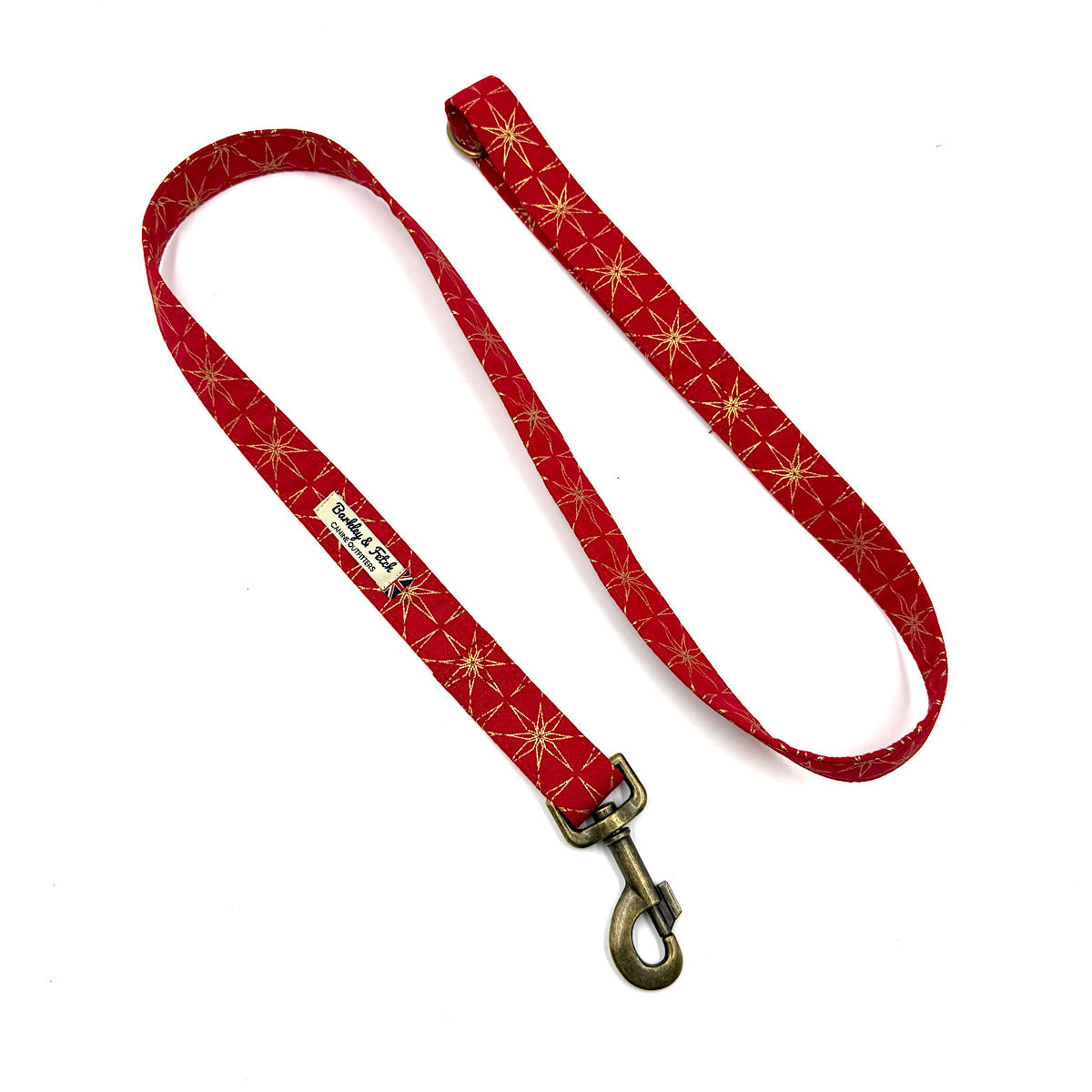 Red and Gold Star Print Christmas Dog Lead