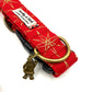 Red and Gold Star Print Christmas Dog Collar