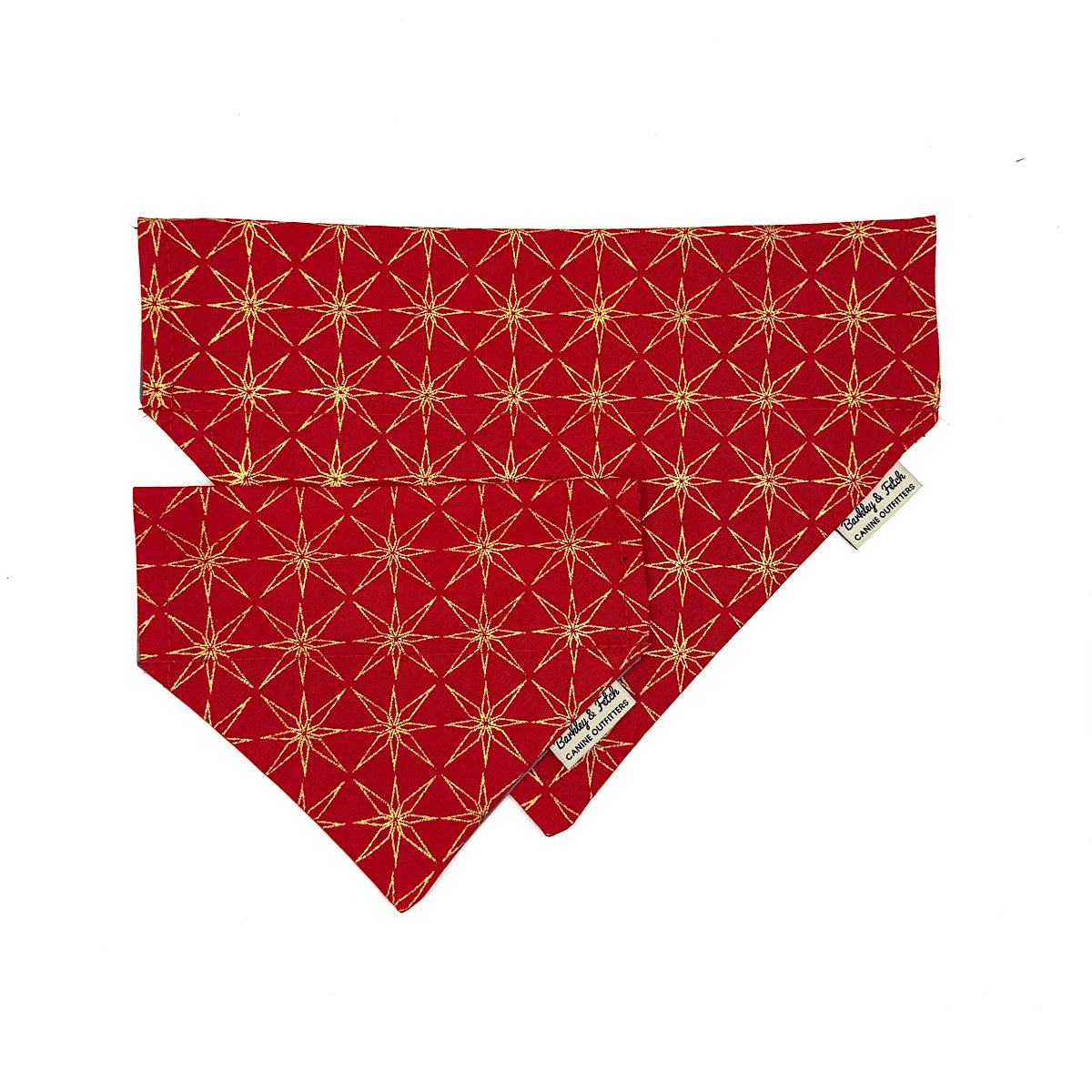 Red and Gold Star Print Christmas Dog Bandana