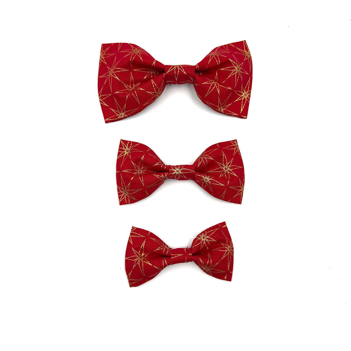 Red and Gold Star Print Christmas Dog Bowtie