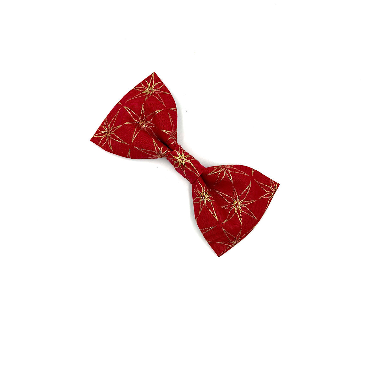 Red and Gold Star Print Christmas Dog Bowtie