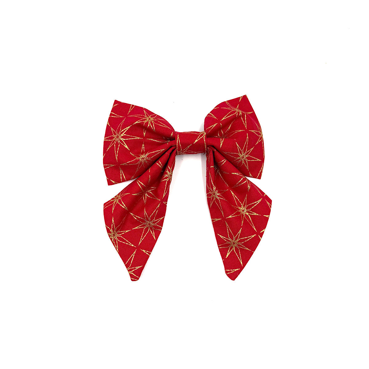 Red and Gold Star Print Christmas Dog Sailor Bow