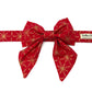 Red and Gold Star Print Christmas Dog Sailor Bow