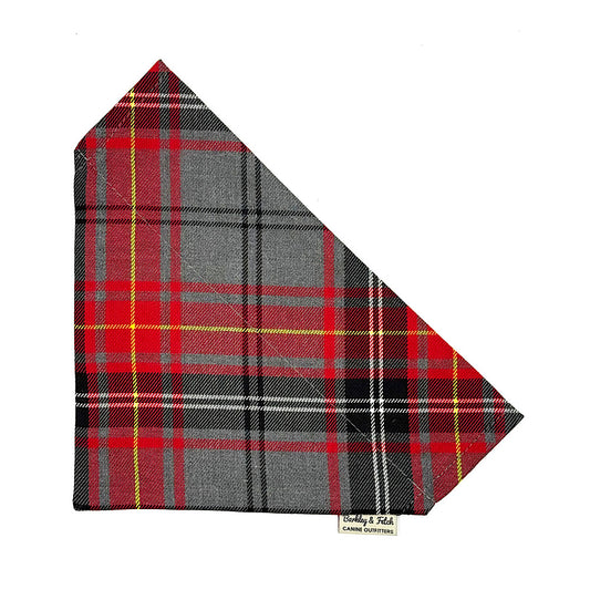 Red and Grey Check Dog Bandana