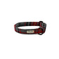 Plaid dog collar with visible brand label on a white background handmade by Barkley And Fetch
