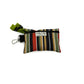 Striped dog waste bag holder with keychain on a white background