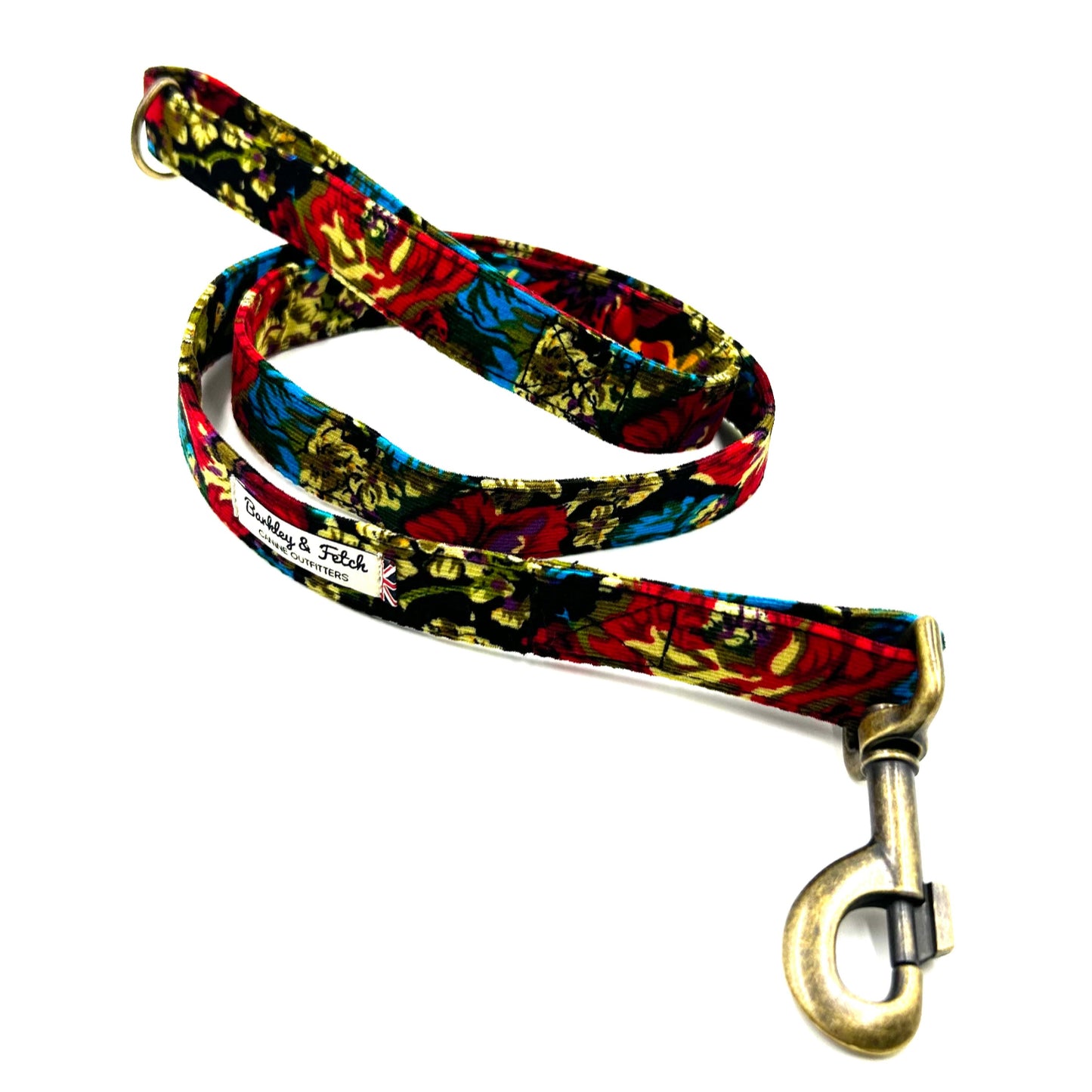 Rose Flower Corduroy Dog Lead