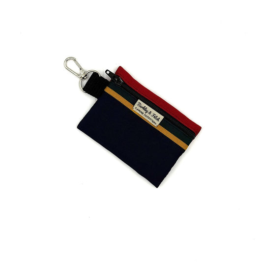 Small pouch with keychain attachment on a white background handmade in uk by Barkley and fetch