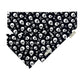 Halloween Black bandana with white skull and crossbones pattern on a white background handmade by barkley and fetch uk