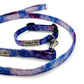 Dog leash and collar set with a tie-dye pattern on a white background