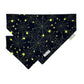 Two black bandanas with spider web and yellow spider design on a white background handmade by barkley and fetch uk