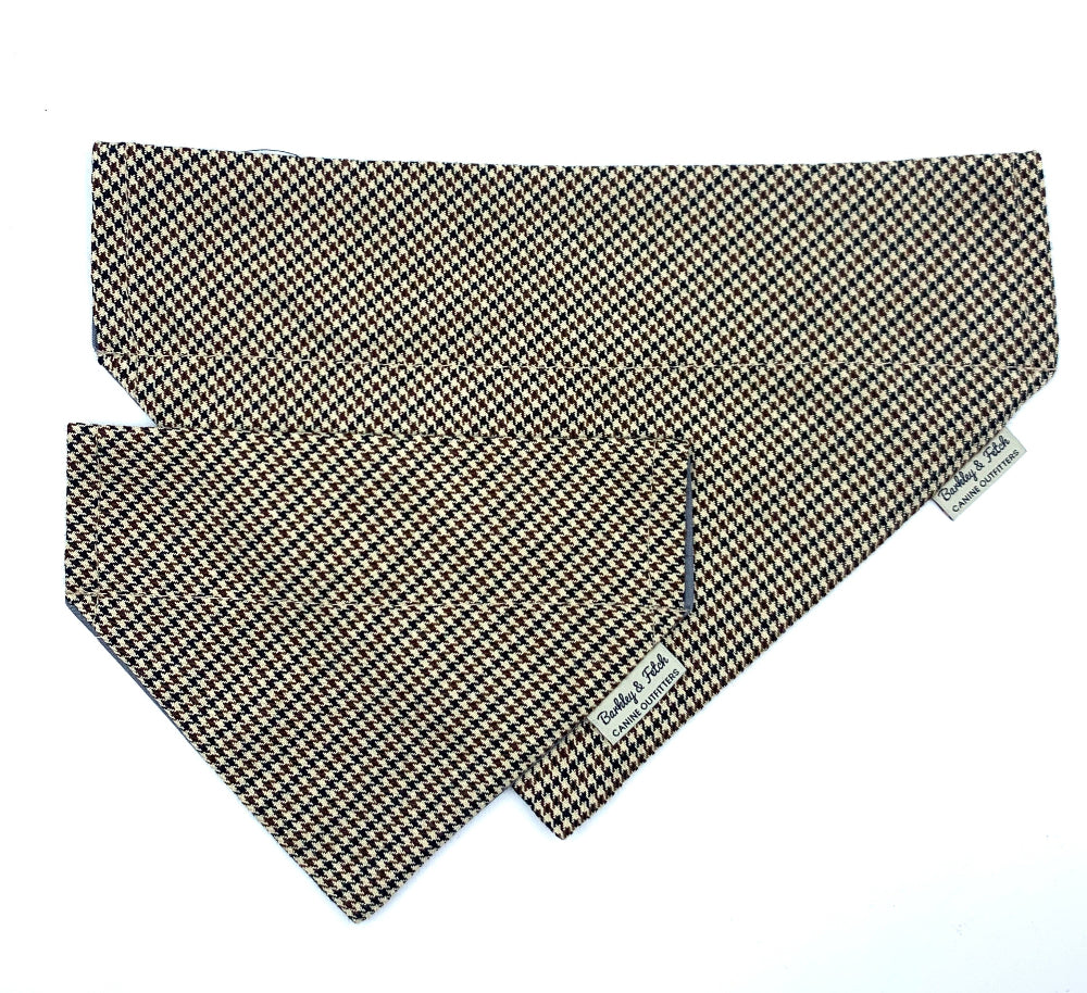 Stone Dogtooth Check Dog Bandana