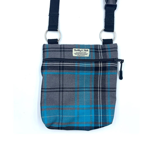 Turquoise and Grey Tartan Dog Walk and Treat Bag