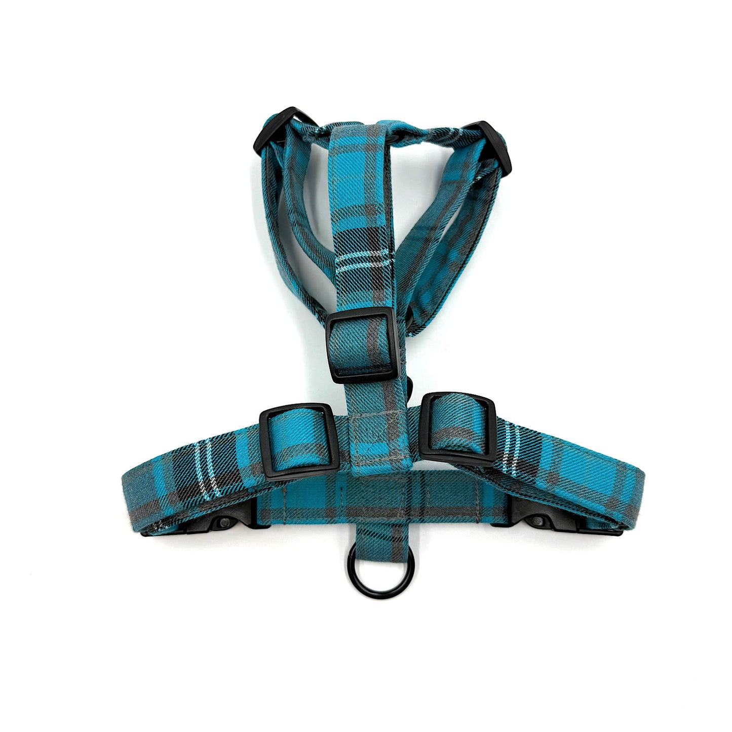 Turquoise and Grey Tartan Strap Harness
