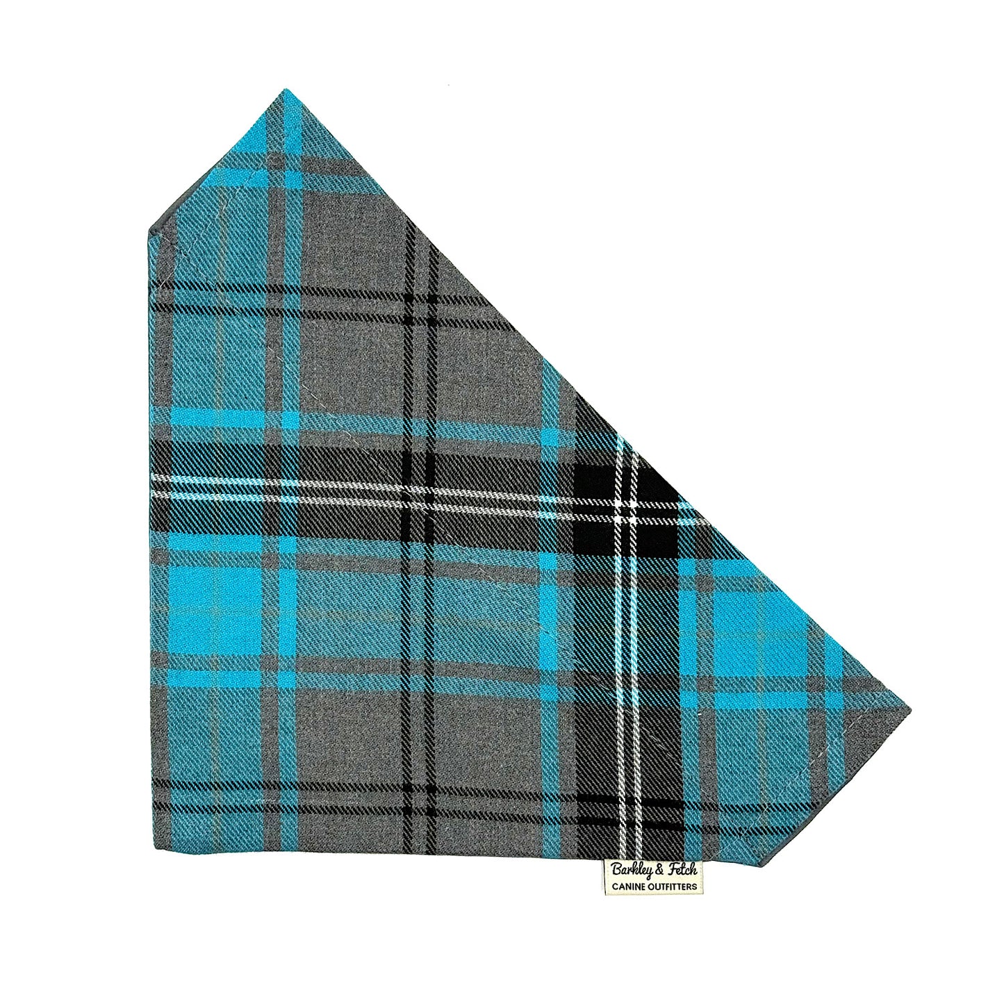 Turquoise and Grey Tartan Dog Bandana