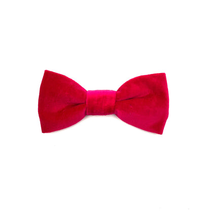 pink luxury handmade velvet bow tie on a white background by Barkley and fetch Great Britain