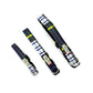 Three plaid-patterned pens with visible branding on a white background