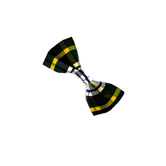 Colourful striped dog bow tie on a white background