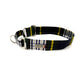 Plaid dog collar with metal buckle on a white background